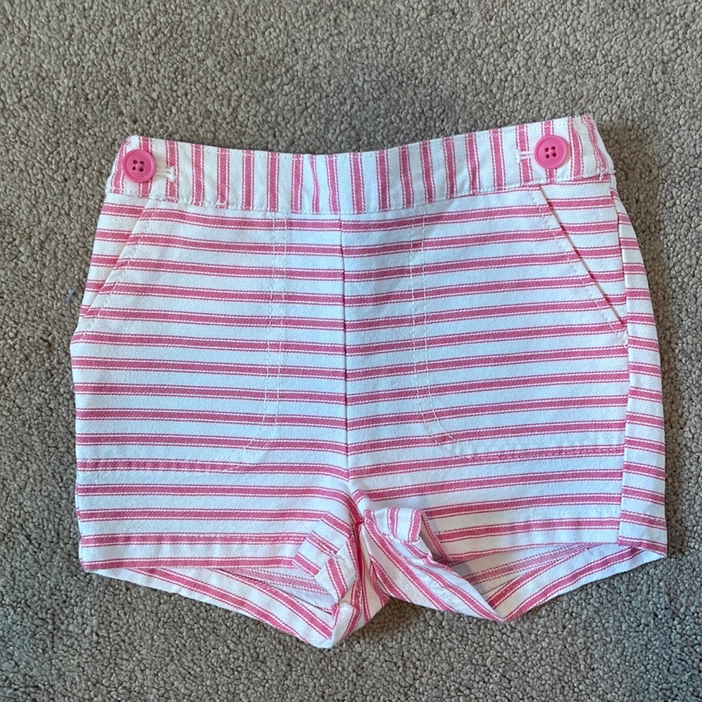 Pink and White Striped Baby Girl Shorts